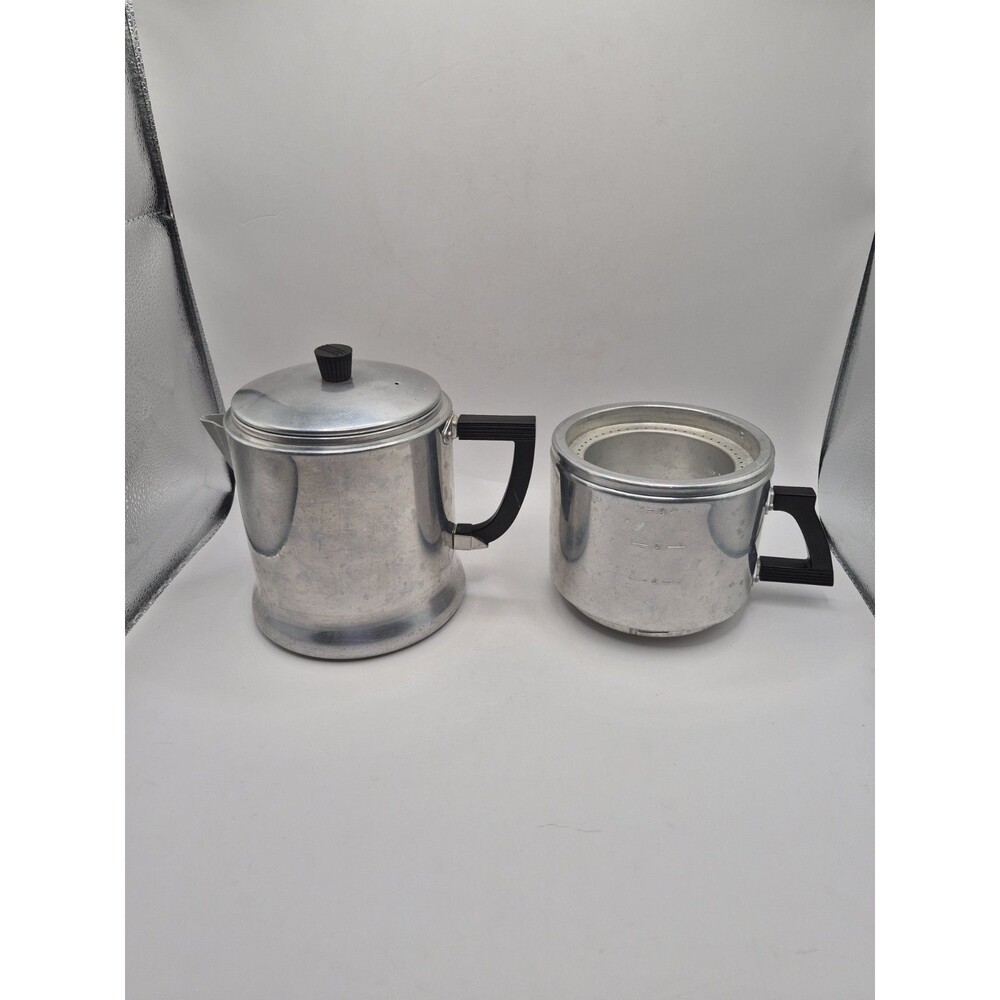 Vtg 1950’s Wear Ever 8 Cup Aluminum 3048 Drip Stovetop Camping Coffee Pot USA